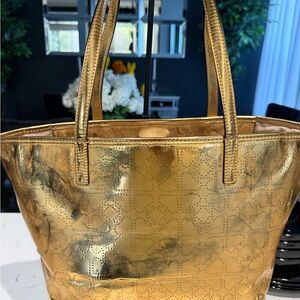 kate spade Metallic Gold Perforated Tote